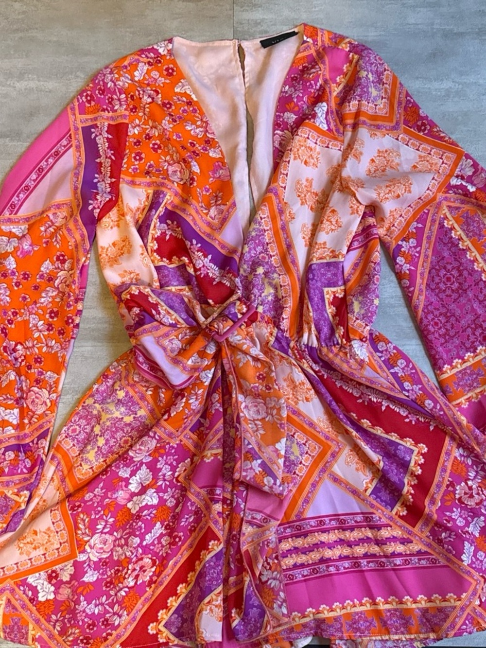 Vibrant Pink & Orange Floral  Romper